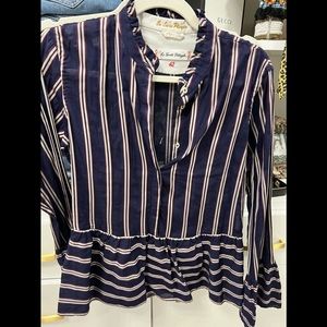 Striped Peplum Poplin Shirt